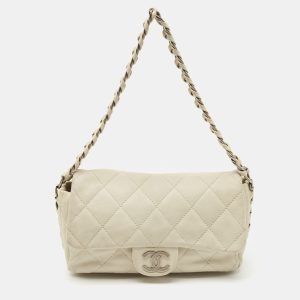 Chanel Off White Quilted Leather Braided Flap Bag, Shoulder Bags - Luxury Closet catalog