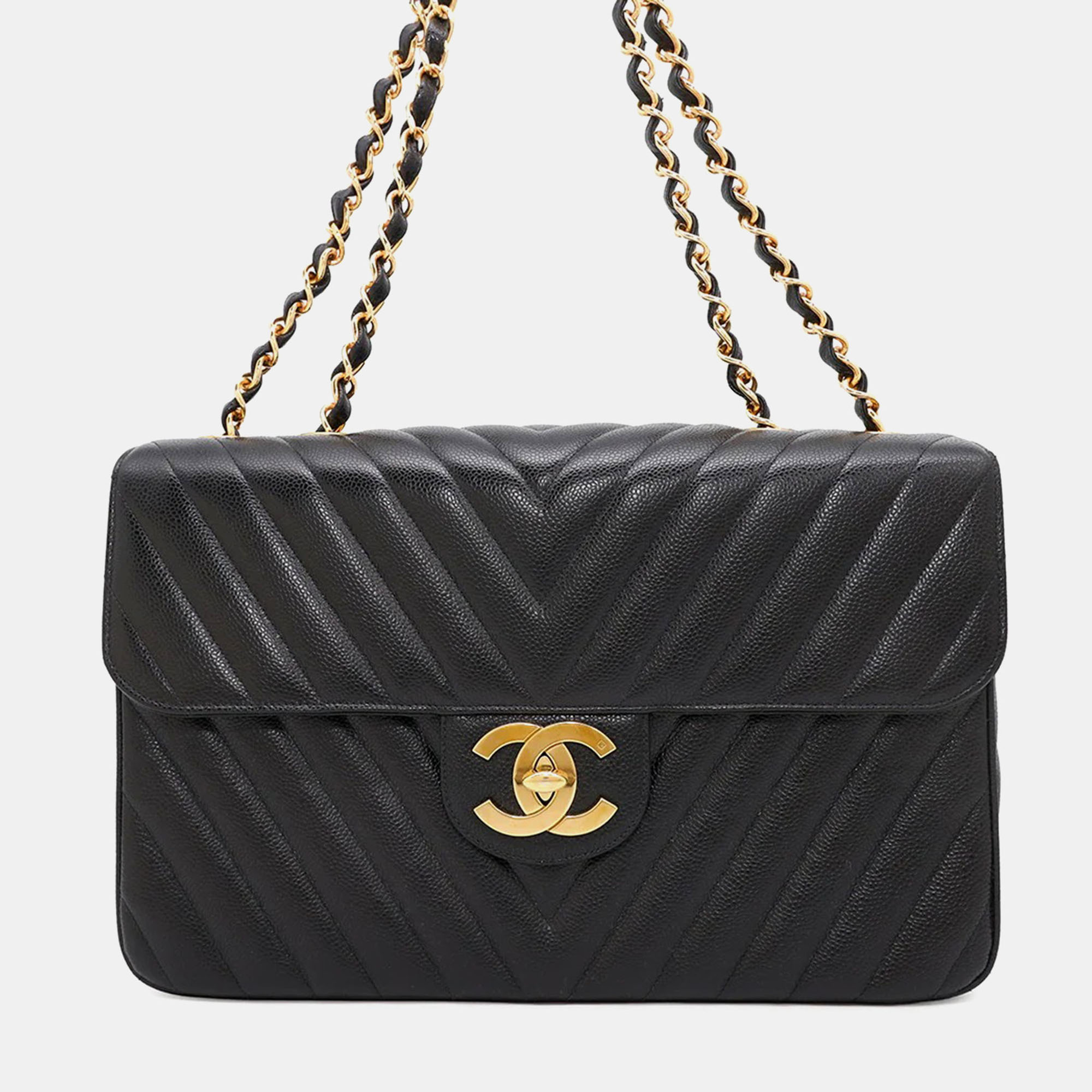 Chanel Chevron Black Caviar Leather Shoulder Bag, Handbags - Luxury Closet catalog