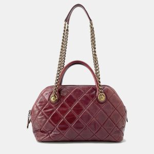 Chanel Matelasse Bordeaux Leather Bowling Bag, Satchels - Luxury Closet catalog
