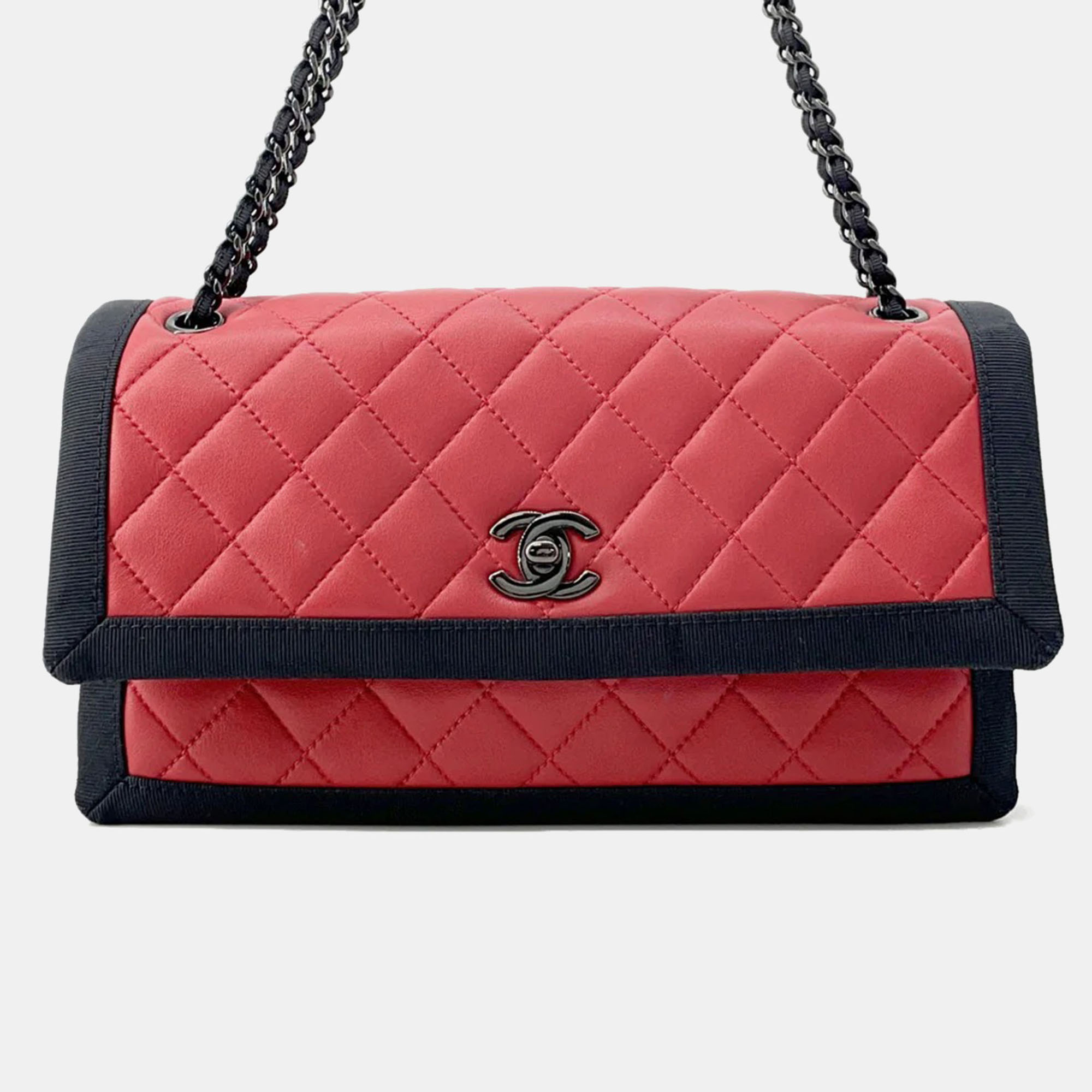 Chanel Matelasse Red/Black Lambskin Chain Shoulder Bag, Handbags - Luxury Closet catalog