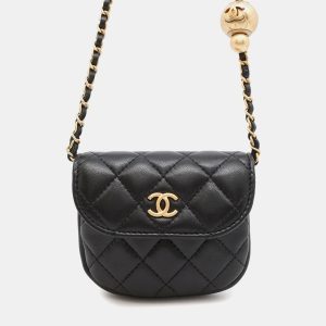 Chanel Matelasse Ball  Black Lambskin Chain Mini Pouch, Wallets & Money Clips - Luxury Closet catalog
