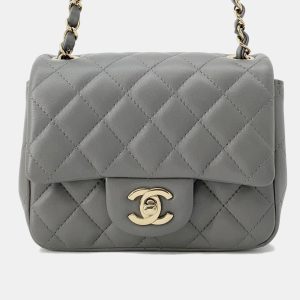 Chanel Gray Lambskin Mini Matelasse Chain Shoulder Bag, Handbags - Luxury Closet catalog