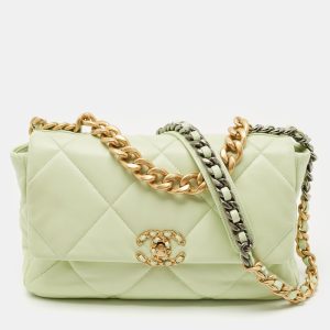 Chanel Mint Green Quilted Leather Large 19 Flap Bag, Shoulder Bags - Luxury Closet catalog