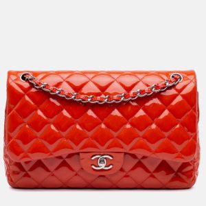 Chanel Orange Jumbo Classic Patent Double Flap, Shoulder Bags - Luxury Closet catalog
