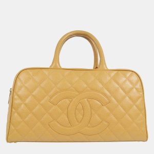 Chanel Bowling Beige Caviar Leather Top Handle Bag, Satchels - Luxury Closet catalog