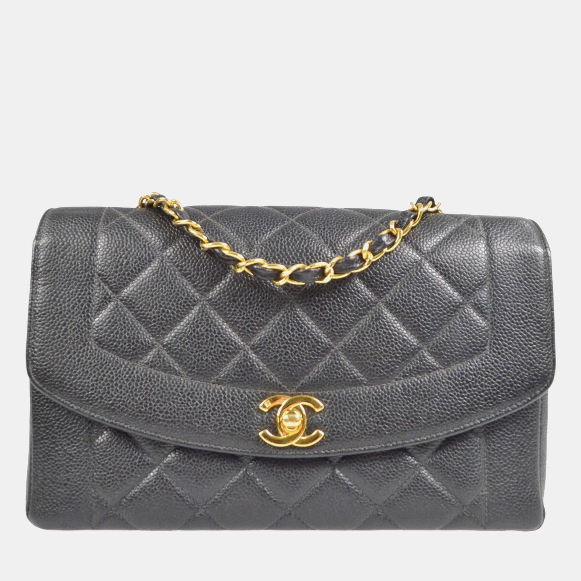 Chanel Diana Medium Black Caviar Leather Chain Shoulder Bag, Handbags - Luxury Closet catalog