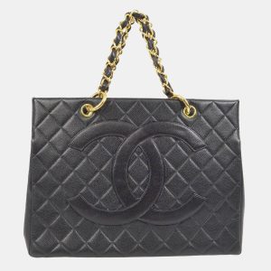 Chanel Interlocking CC Black Calfskin Tote Chain Bag, Tote Handbags - Luxury Closet catalog