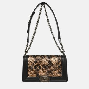Chanel Boy Medium Black Bronze Lambskin Shoulder Bag, Handbags - Luxury Closet catalog