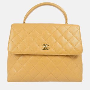 Chanel Beige Calfskin Medium Top Handle Bag, Satchels - Luxury Closet catalog