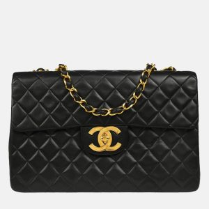 Chanel Classic Flap Black Lambskin Maxi Shoulder Bag, Handbags - Luxury Closet catalog