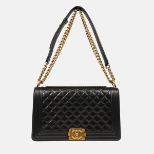 Chanel Boy Medium Black Calfskin Shoulder Bag, Handbags - Luxury Closet catalog