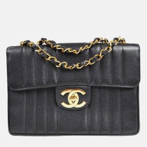 Chanel Mademoiselle Jumbo Classic Flap Black Caviar Leather Shoulder Bag, Handbags - Luxury Closet catalog