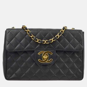 Chanel Classic Flap Jumbo Black Caviar Leather Shoulder Bag, Handbags - Luxury Closet catalog