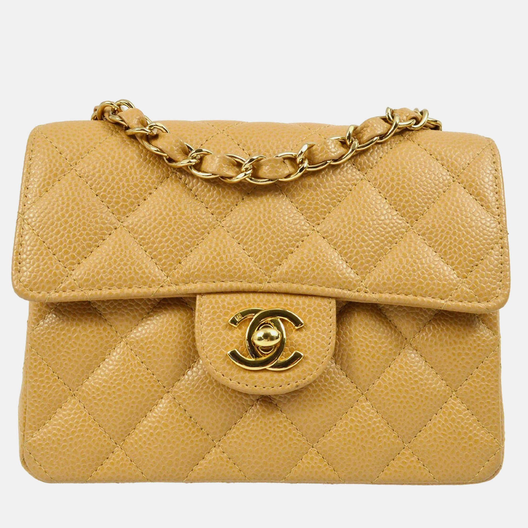 Chanel Classic Square Flap Mini Beige Calfskin Shoulder Bag, Handbags - Luxury Closet catalog