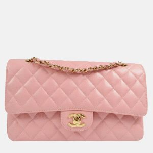 Chanel Classic Double Flap Medium Pink Calfskin Shoulder Bag, Handbags - Luxury Closet catalog