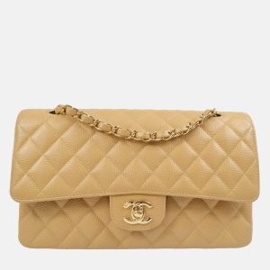 Chanel Classic Double Flap Medium Beige Calfskin Shoulder Bag, Handbags - Luxury Closet catalog