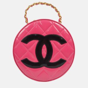 Chanel Quilted Patent Vintage Round Top Handle Vanity Case, Satchels - Luxury Closet catalog