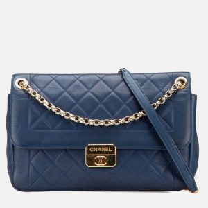 Chanel Navy Blue Large Lambskin Chic With Me Flap, Shoulder Bags - Luxury Closet catalog