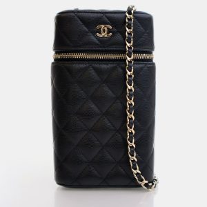 Chanel Vanity CC Black Caviar Phone Holder With Chain, Handbags - Luxury Closet catalog