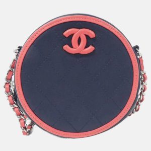 Chanel Round Navy, Pink Lamb leather Shoulder Bag, Handbags - Luxury Closet catalog