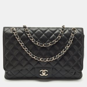 Chanel Black Quilted Caviar Leather Maxi Classic Single Flap Bag, Shoulder Bags - Luxury Closet catalog