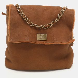 Chanel Brown Nubuck and Shearling Fur Vintage CC Flap Bag, Shoulder Bags - Luxury Closet catalog