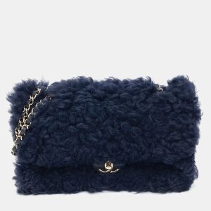 Chanel Navy Blue Fur shearling chain shoulder bag, Handbags - Luxury Closet catalog