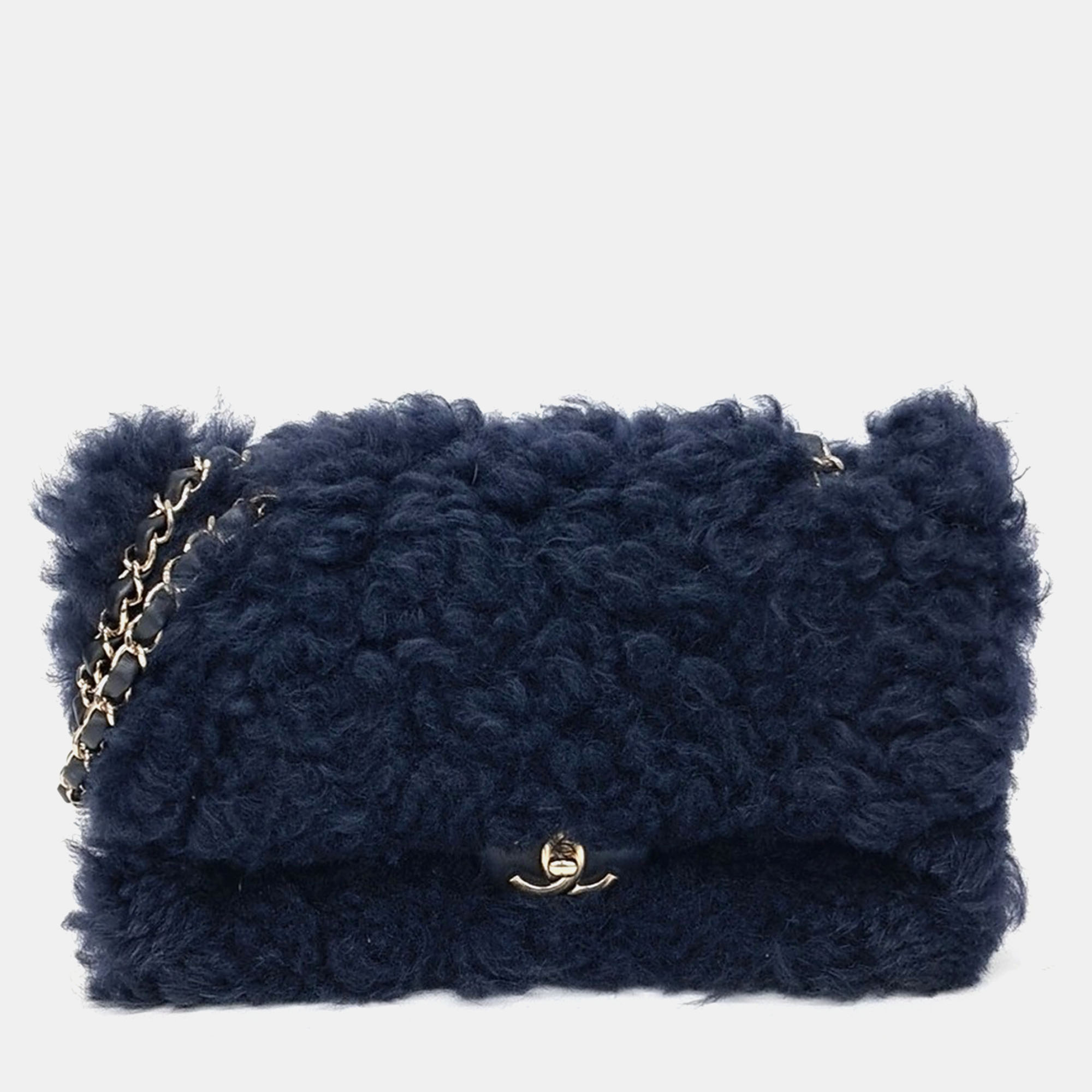 Chanel Navy Blue Fur shearling chain shoulder bag, Handbags - Luxury Closet catalog