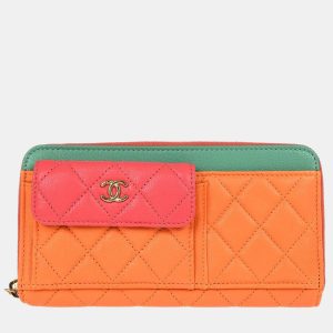 Chanel Long Orange/Pink Calfskin Leather Wallet, Wallets & Money Clips - Luxury Closet catalog