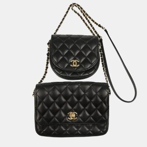 Chanel Side Pack Double Black Lambskin Quilted Bag, Handbags - Luxury Closet catalog