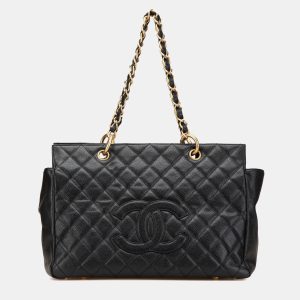 Chanel Black Grand Quilted Caviar Timeless Shopping Tote, Tote Handbags - Luxury Closet catalog