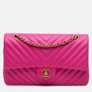 Chanel Pink Medium Classic Chevron Lambskin Double Flap, Shoulder Bags - Luxury Closet catalog