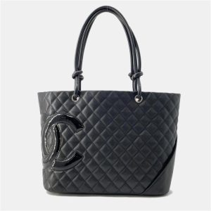 Chanel Cambon Line Large Black Leather Tote Bag, Tote Handbags - Luxury Closet catalog