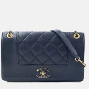 Chanel Shoulder Bag Leather Metal Navy Gold, Handbags - Luxury Closet catalog