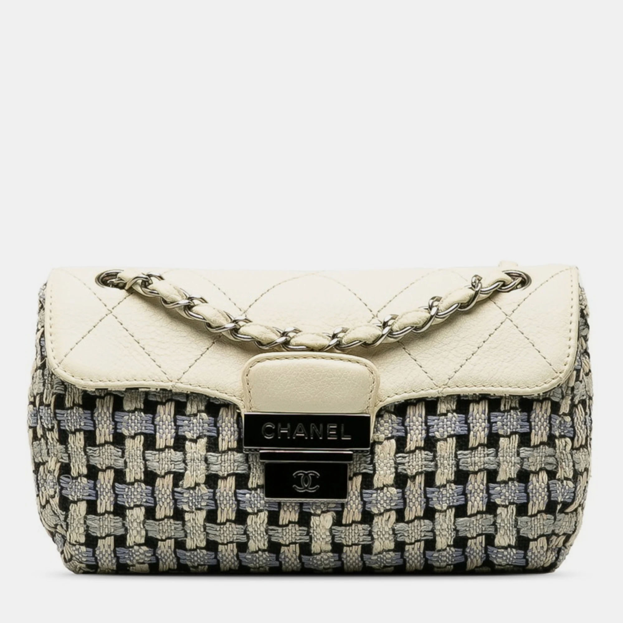 Chanel Single Flap Blue Tweed Calfskin Woven Shoulder Bag, Handbags - Luxury Closet catalog