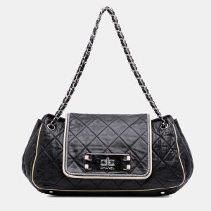Chanel Black White Quilted Lambskin East West Accordion Flap, Shoulder Bags - Luxury Closet catalog