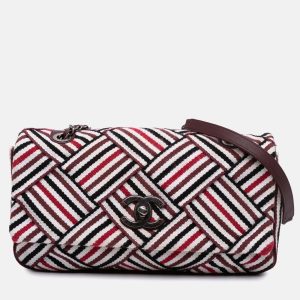 Chanel Red/White CC Canvas Stripe Flap, Shoulder Bags - Luxury Closet catalog