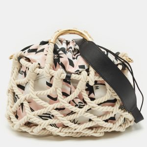 Chanel White/Multicolor Printed Fabric and Rope Shopper Tote, Tote Handbags - Luxury Closet catalog
