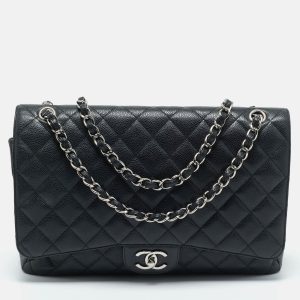 Chanel Black Quilted Caviar Leather Maxi Classic Double Flap Bag, Shoulder Bags - Luxury Closet catalog