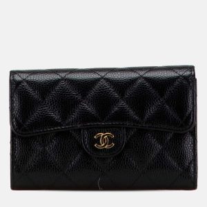 Chanel Black CC Quilted Caviar Trifold Flap Wallet, Wallets & Money Clips - Luxury Closet catalog