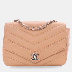 Chanel Chevron Flap Bag Pink Beige Calfskin Shoulder Bag, Handbags - Luxury Closet catalog