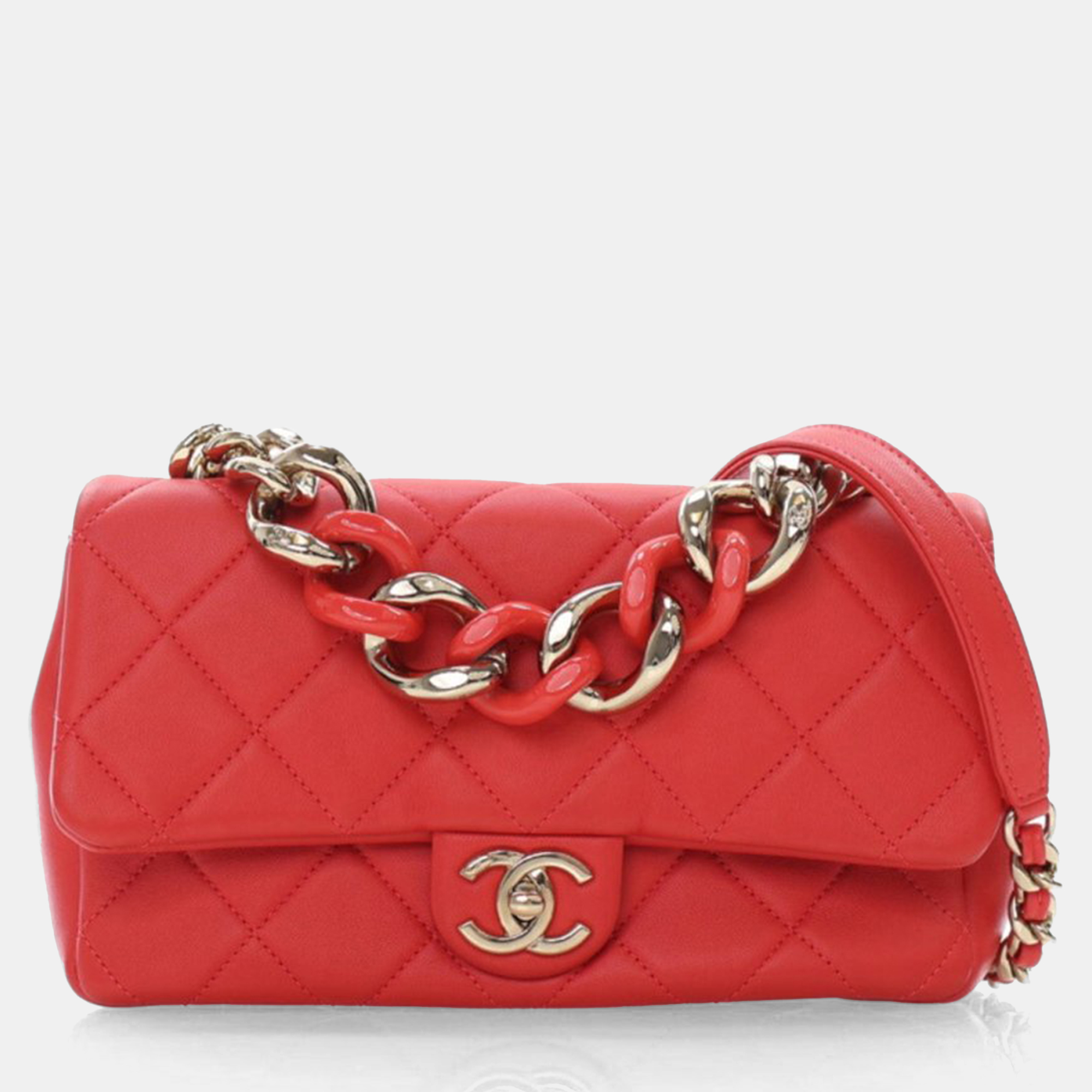 Chanel Quilted Resin Red Lambskin Shoulder Bag, Handbags - Luxury Closet catalog