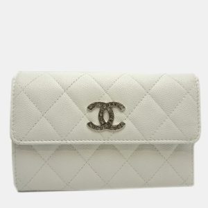 Chanel White Caviar Skin Long Tri-Fold Wallet, Wallets & Money Clips - Luxury Closet catalog