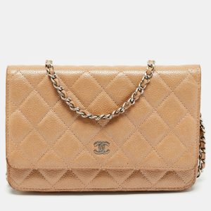 Chanel Beige Quilted Caviar Leather CC Wallet On Chain, Wallets & Money Clips - Luxury Closet catalog