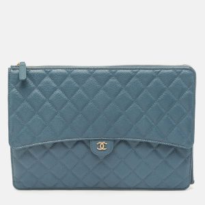 Chanel Blue Quilted Caviar Leather Classic CC Flap Zip Pouch Clutch, Clutches & Special Occasion Bags - Luxury Closet catalog