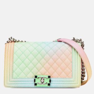Chanel Multicolor Old Medium Quilted Caviar Rainbow Boy Flap, Shoulder Bags - Luxury Closet catalog