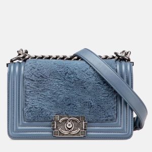 Chanel Blue Small Leather and Fur Boy Flap, Shoulder Bags - Luxury Closet catalog