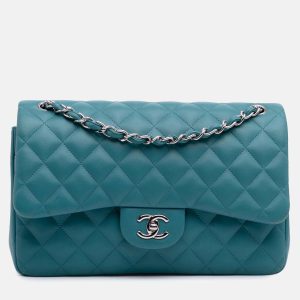 Chanel Blue Jumbo Classic Lambskin Double Flap, Shoulder Bags - Luxury Closet catalog