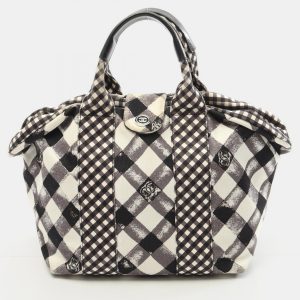 Chanel Cruise White Grey Black Canvas Tote Bag, Tote Handbags - Luxury Closet catalog
