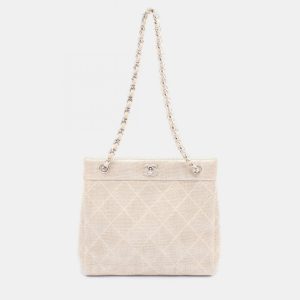 Chanel Matelasse Chain Shoulder Bag Linen Canvas Beige Shw, Handbags - Luxury Closet catalog